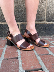 Double Strap Heeled Sandal - Chocolate