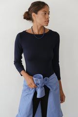 The Baby Rib Boat Neck - Navy