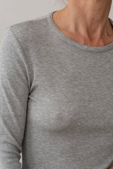 The Baby Rib Scallop Long Sleeve - Heather Grey