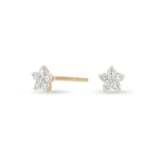 Paris Super Tiny Diamond Flower Posts - 14K Yellow Gold (By Special Order)
