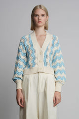 Luna Cardi - Ivory / Sky Blue