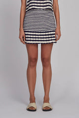 Tatum Crochet Mini Skirt - Ivory / Navy