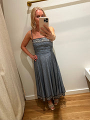 Lana Scarf-Print Midi Dress - Blue Jay Multi
