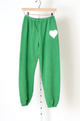 Heart Sweatpants - Kelly Green / White