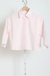 Cropped Short Sleeve Shirt - Blush Pink