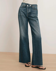 Taylor Crossover-Waistband Wide-Leg Jean - City Lights