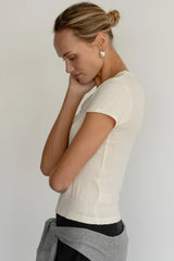The Pointelle Baby Tee - Creme
