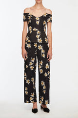Souline Top - Festive Lilies - Black & Yellow