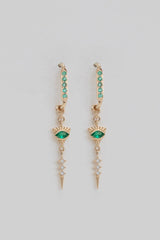 Eye Emerald and Dangling Details Earrings