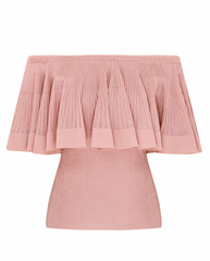 Luna Pleated Frill Top - Dusty Pink