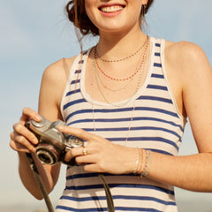 16.5" Classic Gigi Necklace - Baby Pink + Yellow Gold