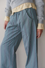 The Pop Stripe Drawstring Pant - Sage