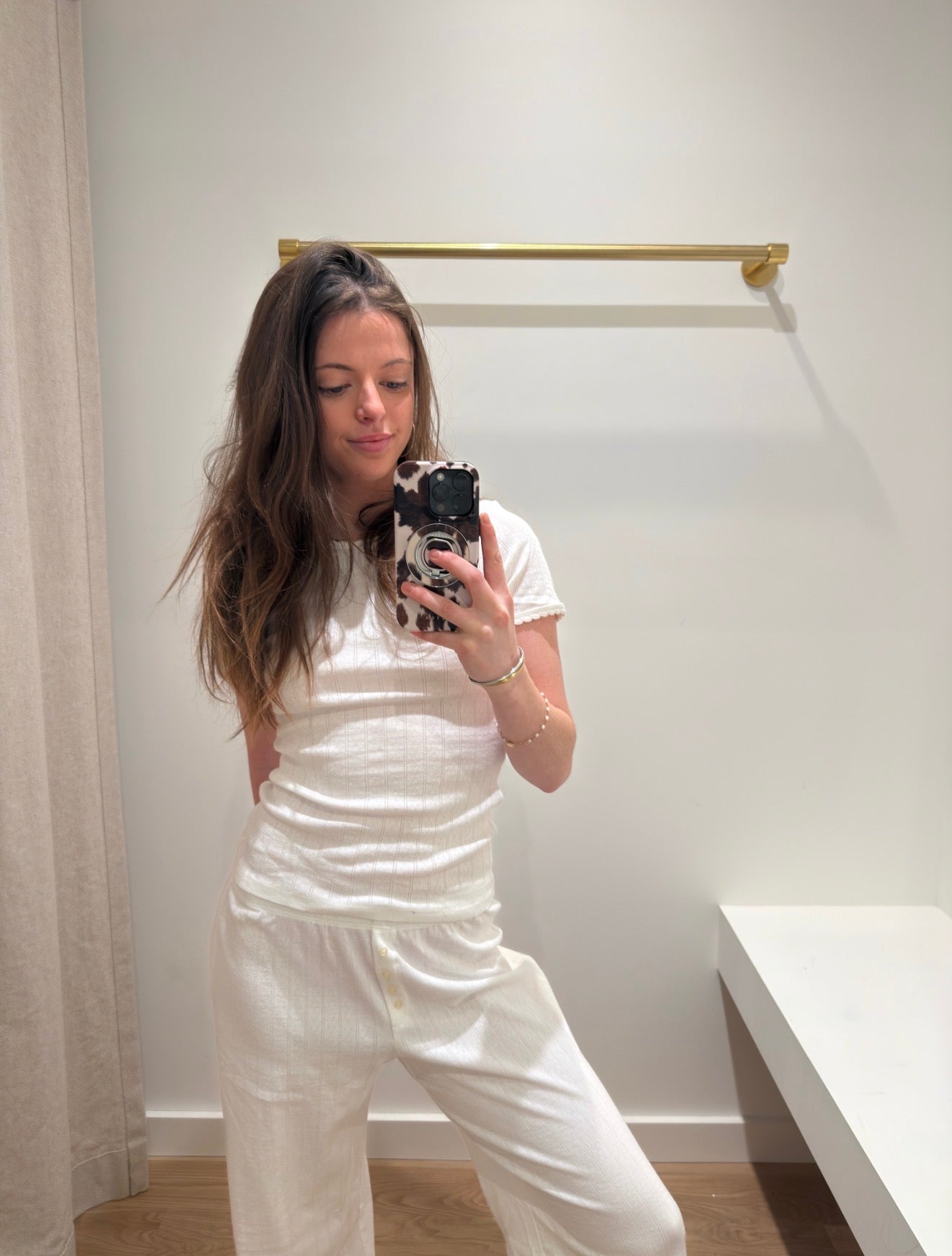 Pointelle Slim Fit Tee - White