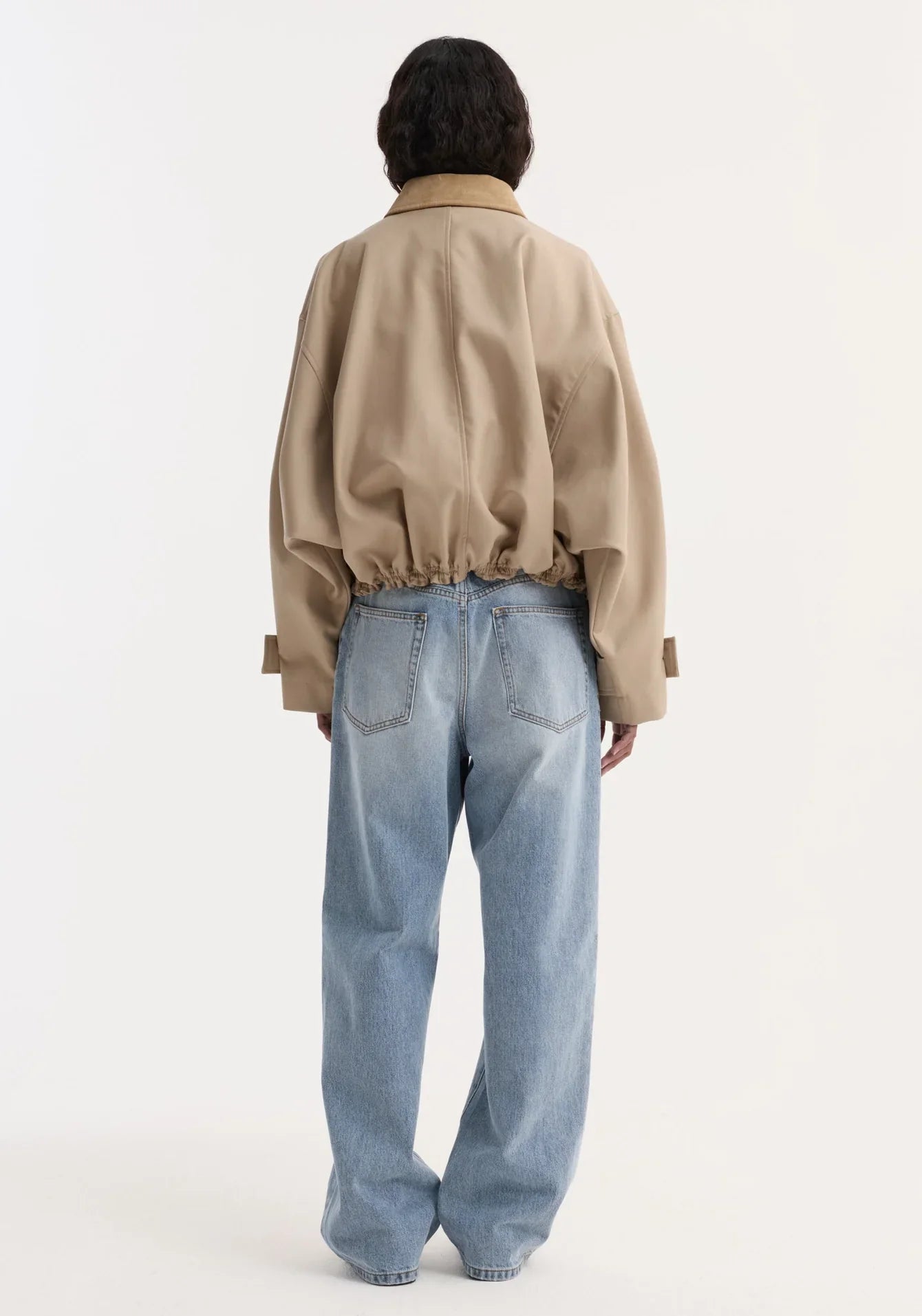 Suede Collar Blouson Jacket - Sand