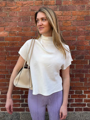 Mock Neck Tee - Bone