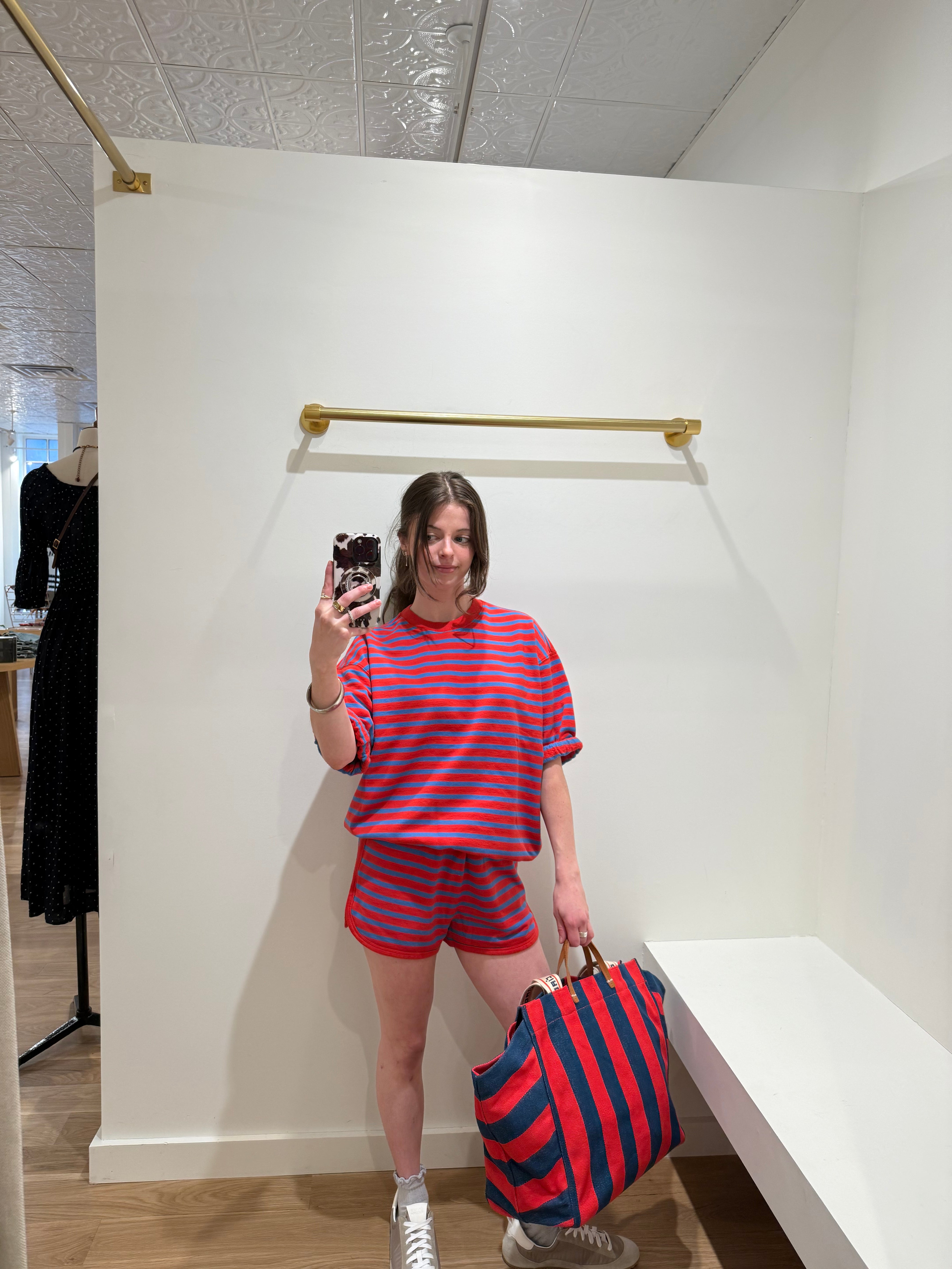 Le Jogging Short - Red/Bright Cobalt Stripes