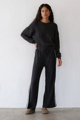 The Thermal Crop Stripe Pant - Charcoal