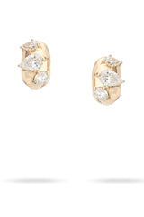Diamond Wide Huggie Hoops - 14K Yellow Gold