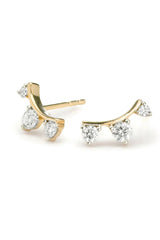 3 Diamond Amigos Curve Posts - Yellow Gold (By Special Order)