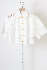 Mahon Embroidered Crop Shirt - Ivory