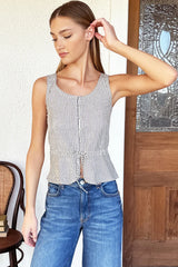 Studio Peplum Top - Newburyport Stripe