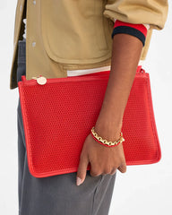 Flat Clutch with Tabs - Bright Poppy Diamond Perf