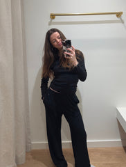 Pointelle Slim Fit Long Sleeve - Black