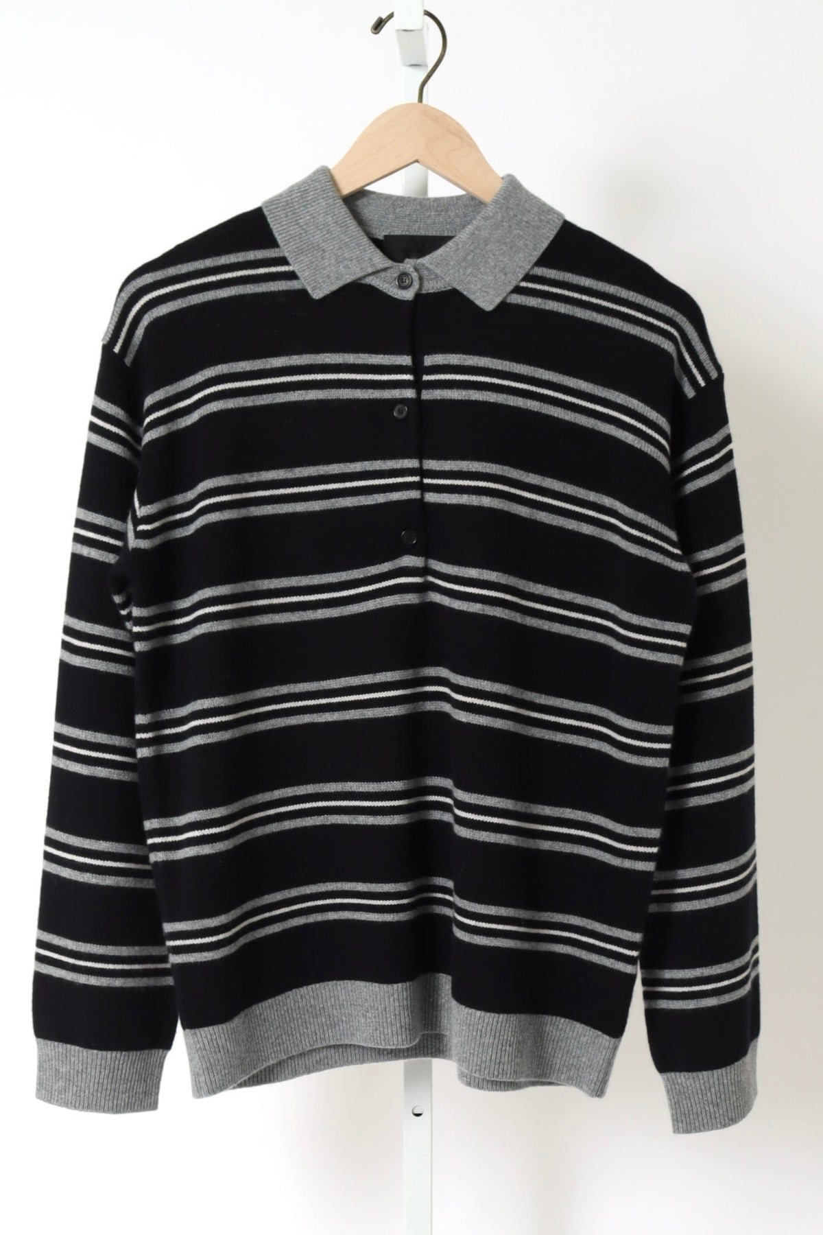 Galvez Stripe Polo - Dark Navy/Grey Stripe