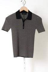 Gemmatta Stripe Polo - Dark Navy/Brown Stripe