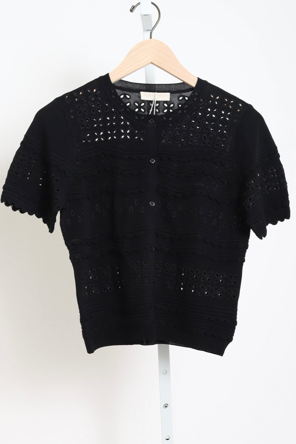 Abriana Eyelet Knit Cardigan - Noir