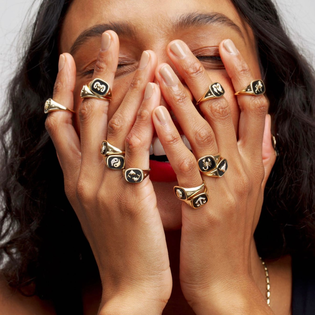 Zodiac Ceramic + Diamond Signet Ring - Y14 (By Special Order)