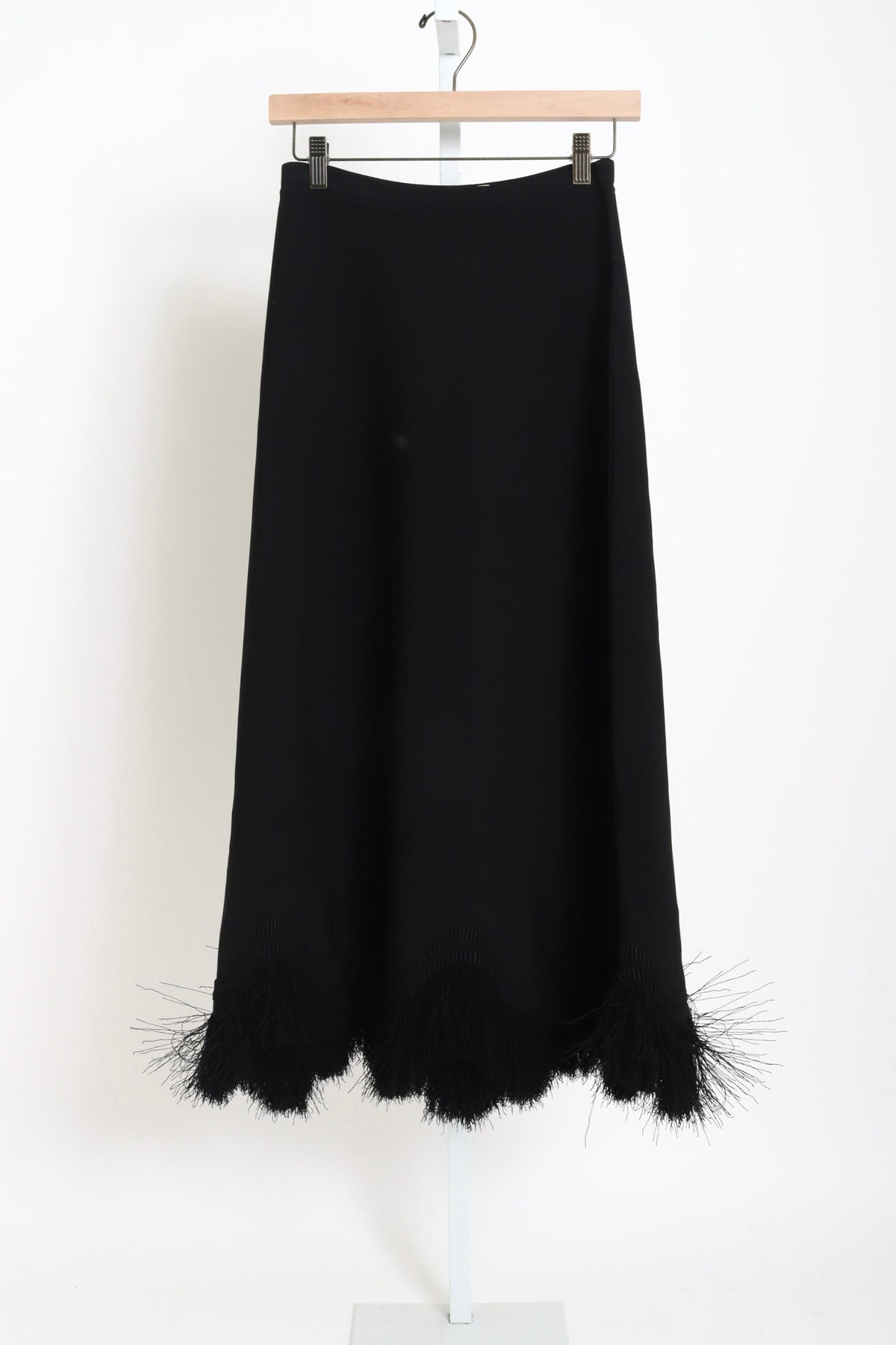 Paulina Knit Skirt with Fringe - Noir