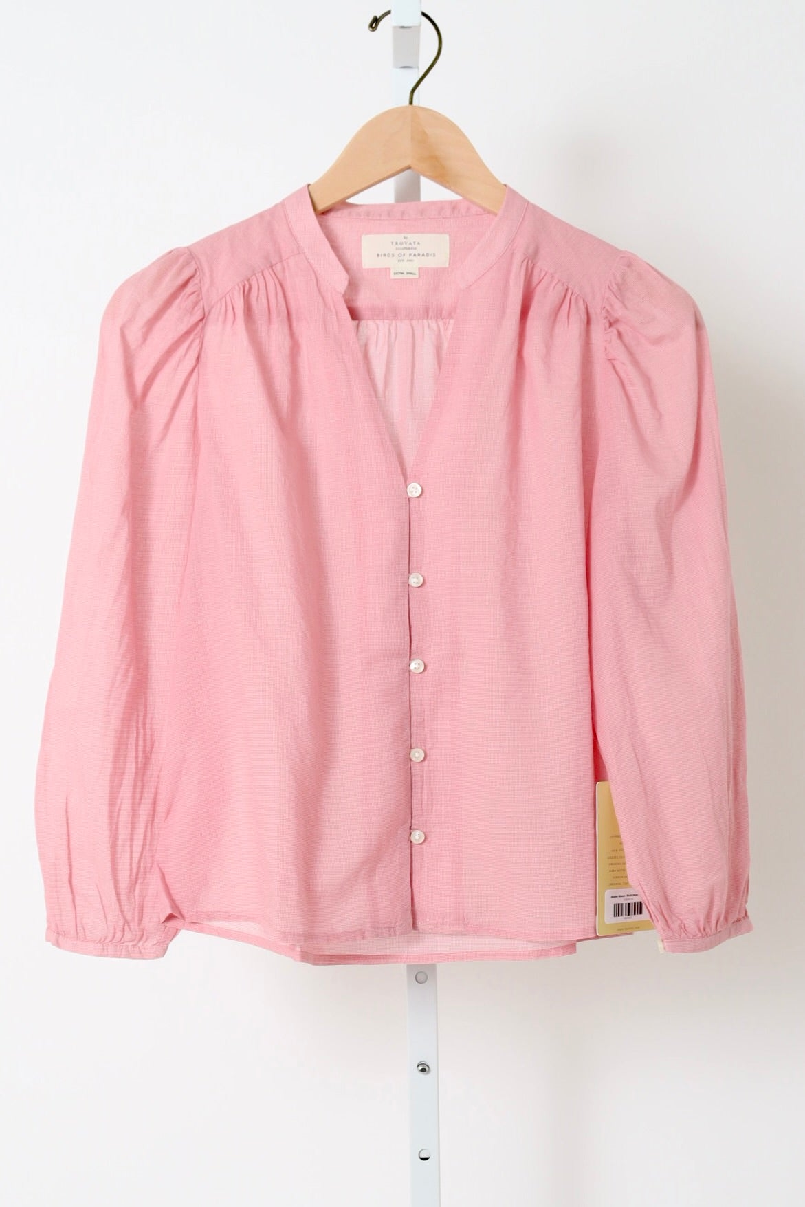 Maisey Blouse - Blush Houndstooth