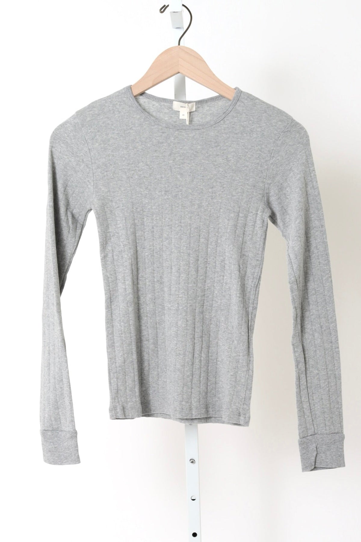 The Baby Rib Scallop Long Sleeve - Heather Grey