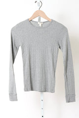 The Baby Rib Scallop Long Sleeve - Heather Grey