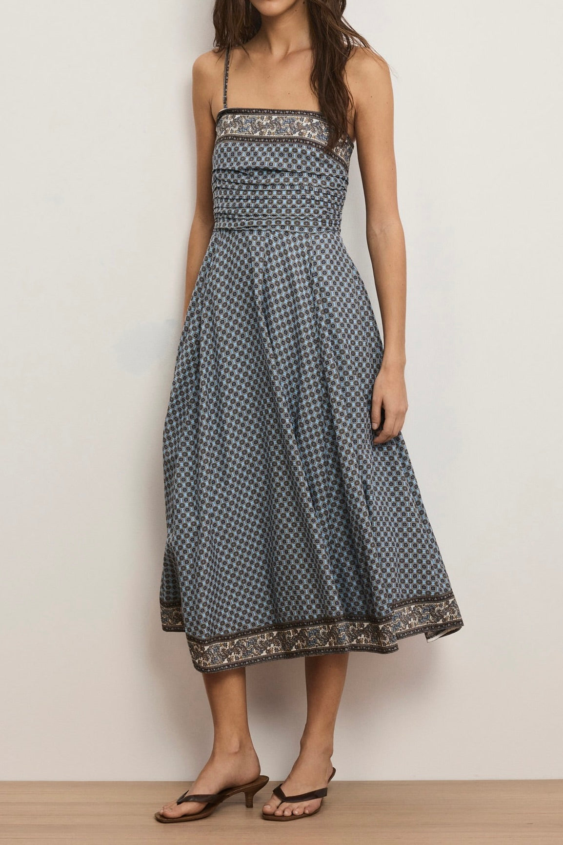 Lana Scarf-Print Midi Dress -  Blue Jay Multi