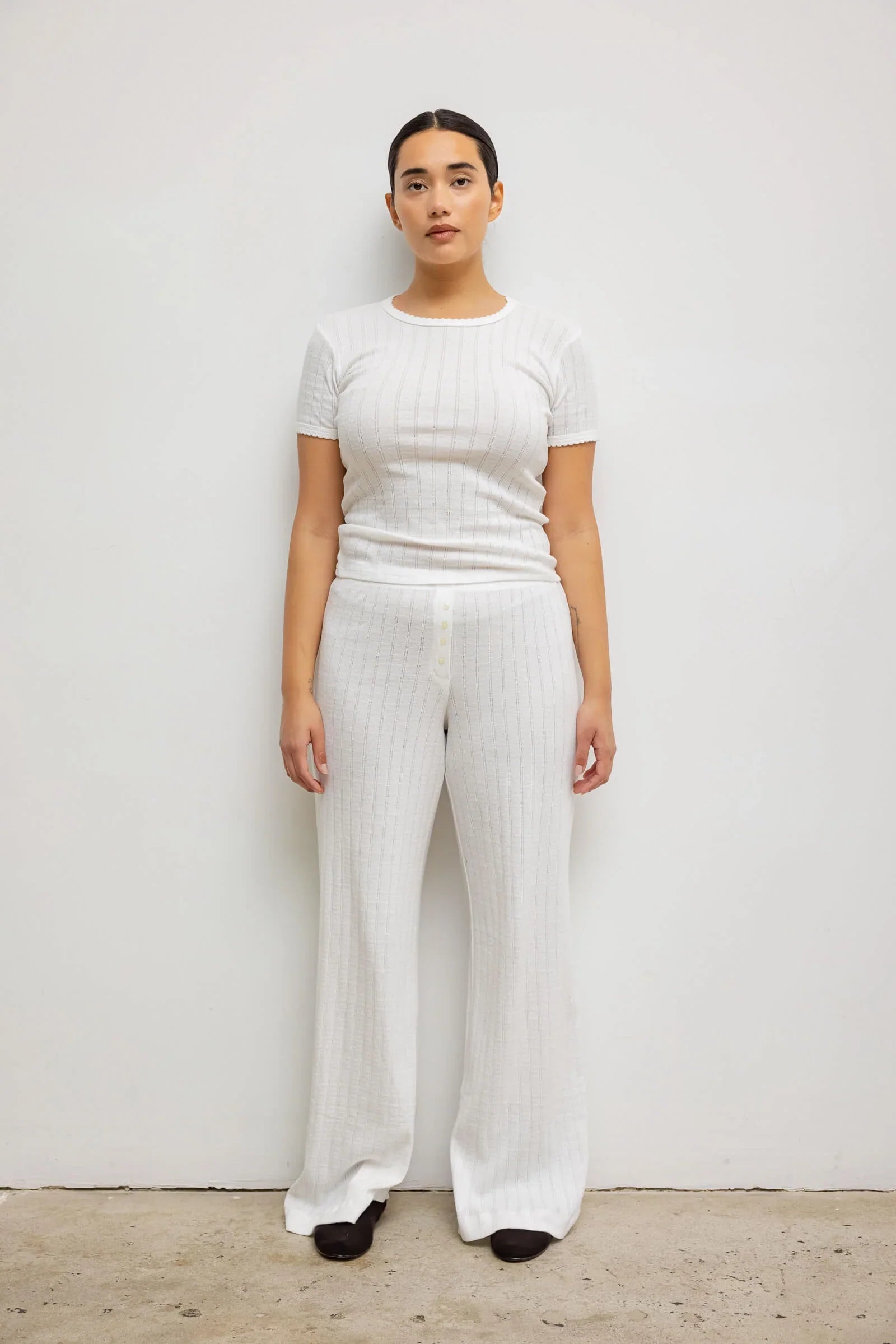 Pointelle Boxer Pant - White