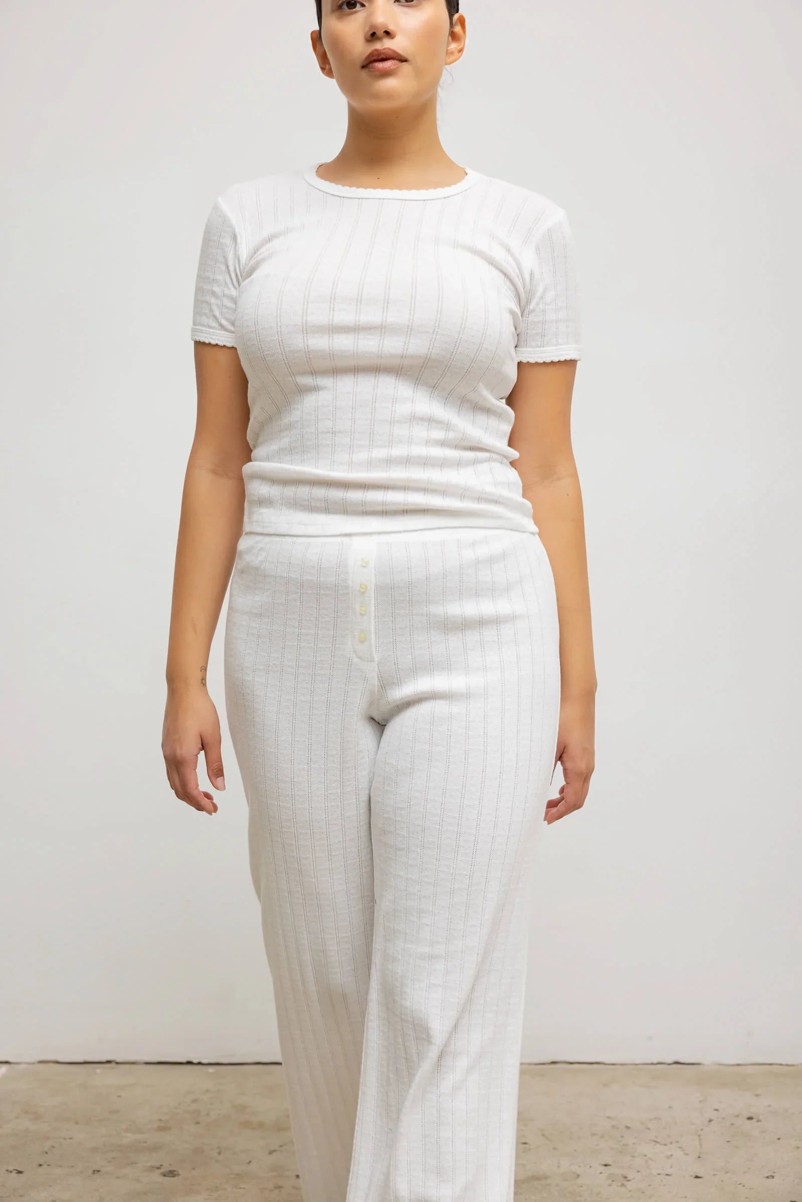 Pointelle Boxer Pant - White