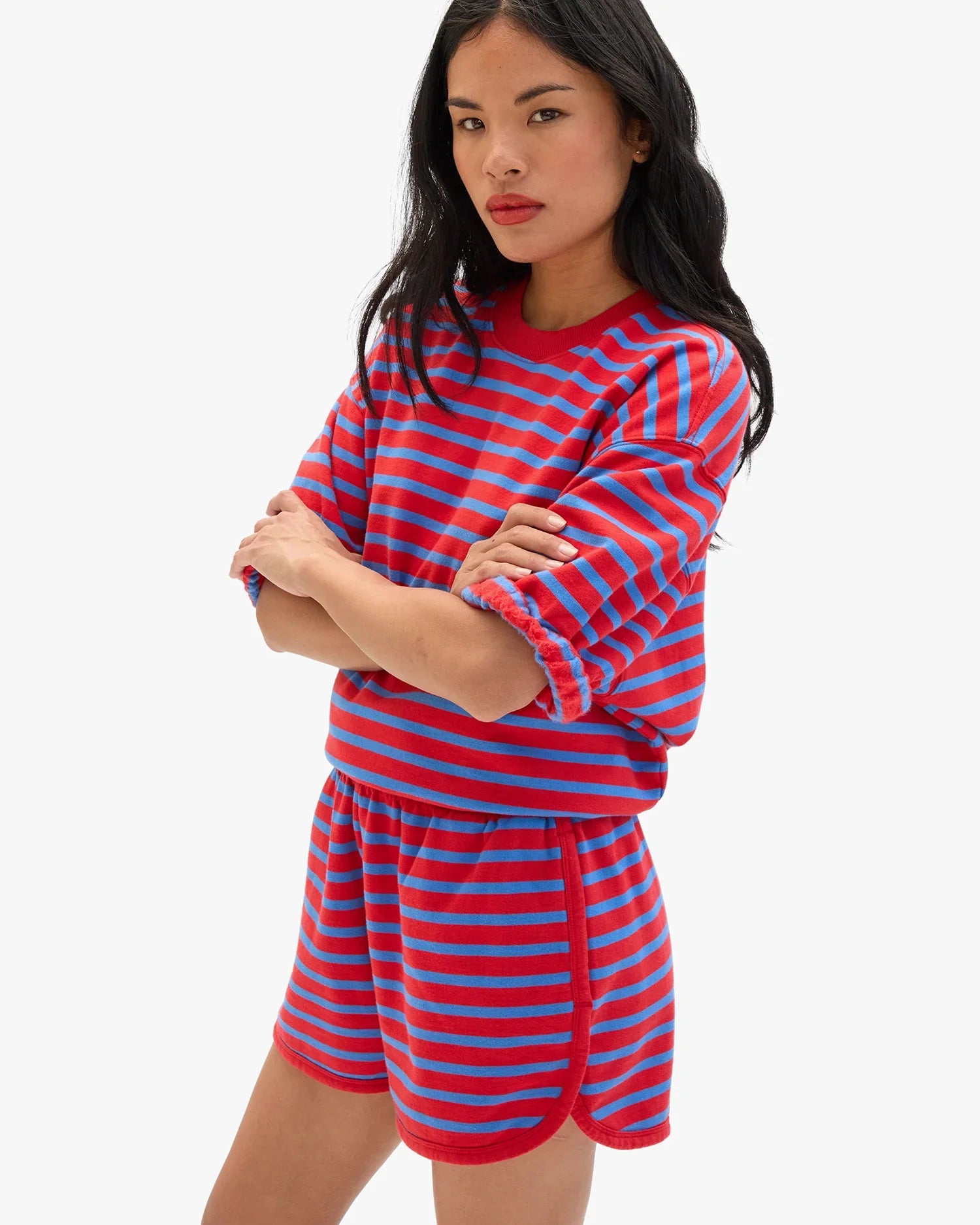 Le Jogging Short - Red/Bright Cobalt Stripes