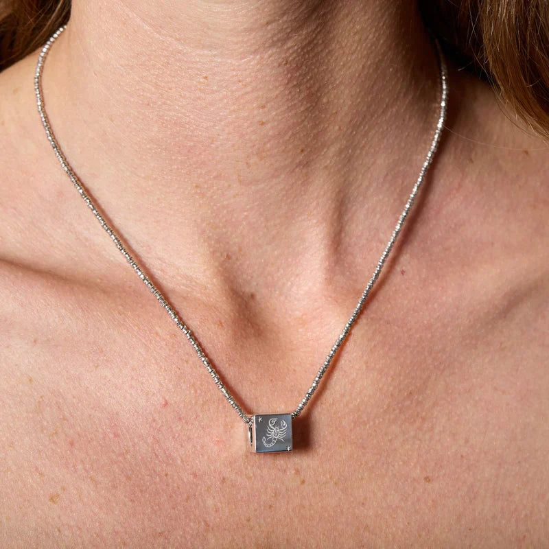 Zodiac Block Big Bead - Silver (By Special Order)