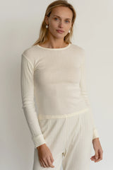 The Pointelle Long Sleeve - Creme