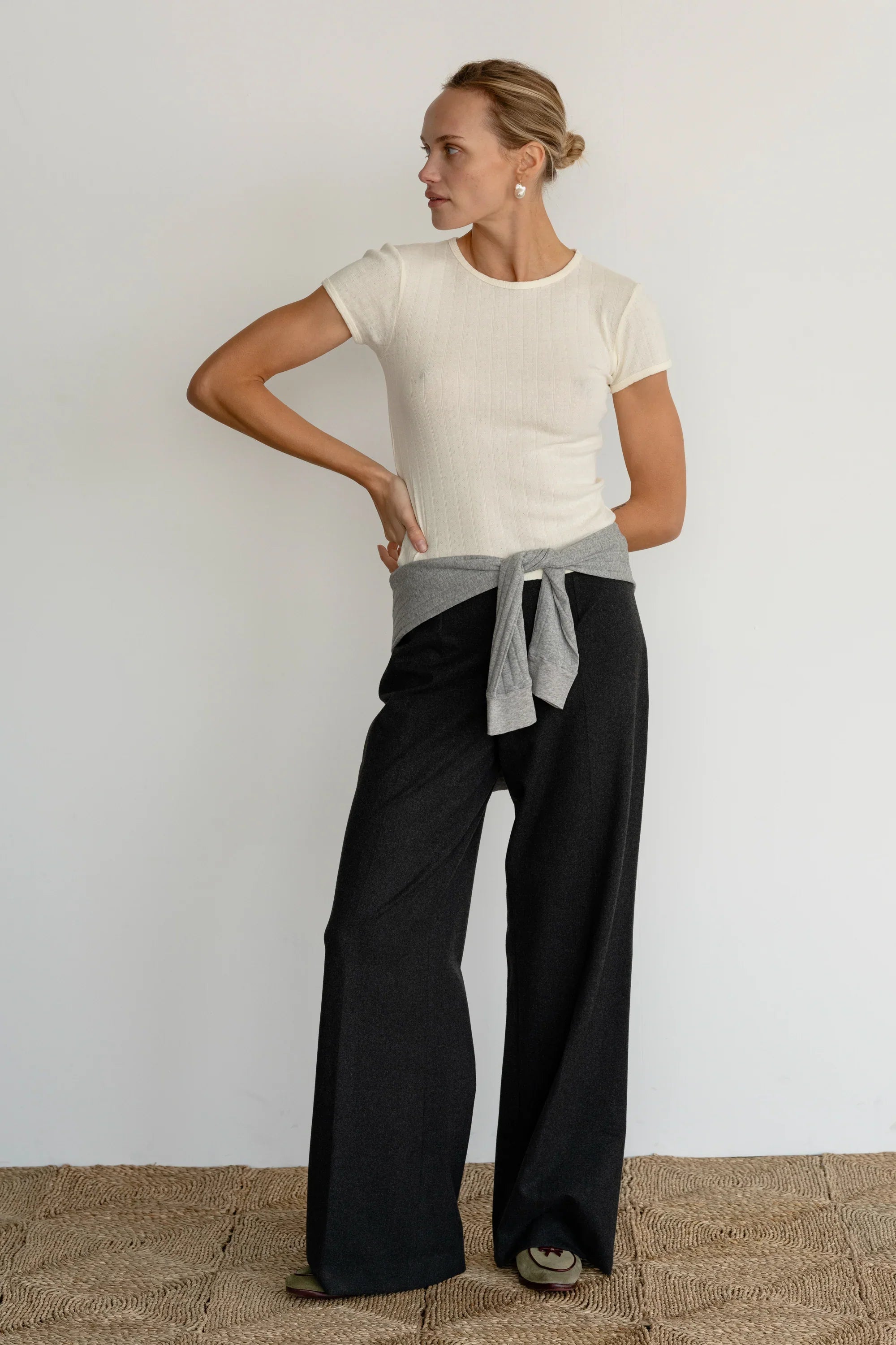 The Pointelle Baby Tee - Creme