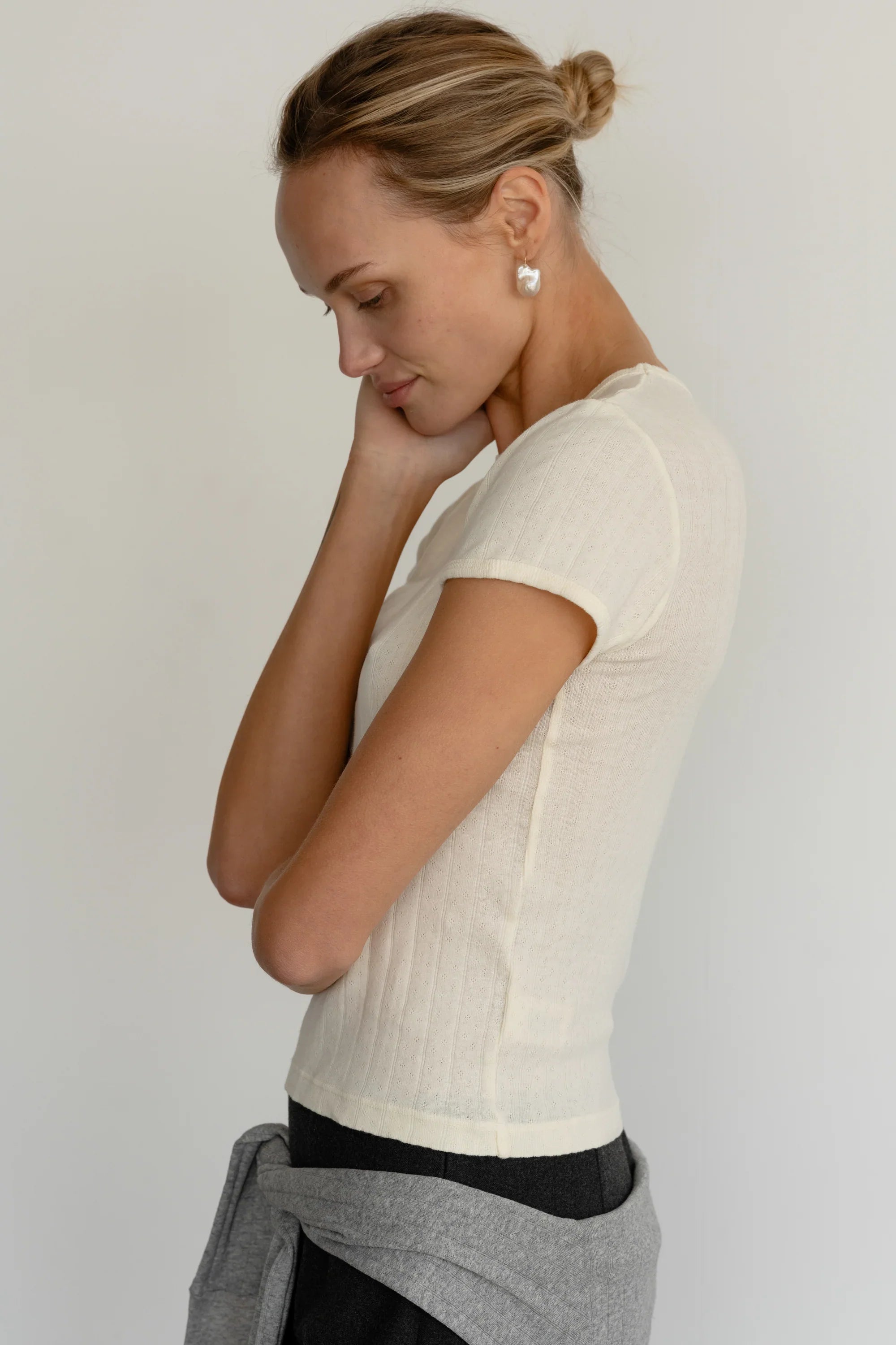 The Pointelle Baby Tee - Creme