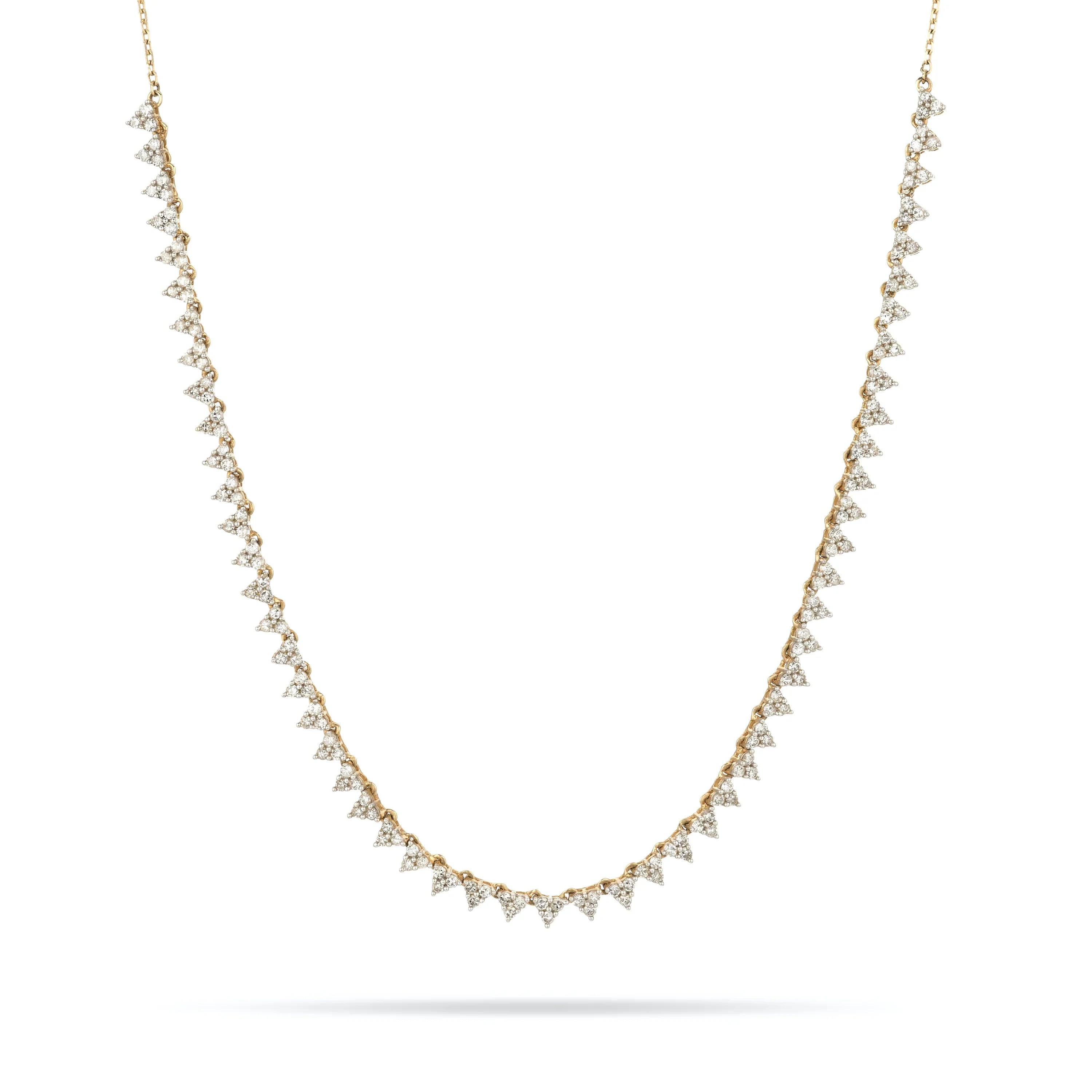 Diamond Cluster Half Riviera - 14K Yellow Gold (By Special Order)