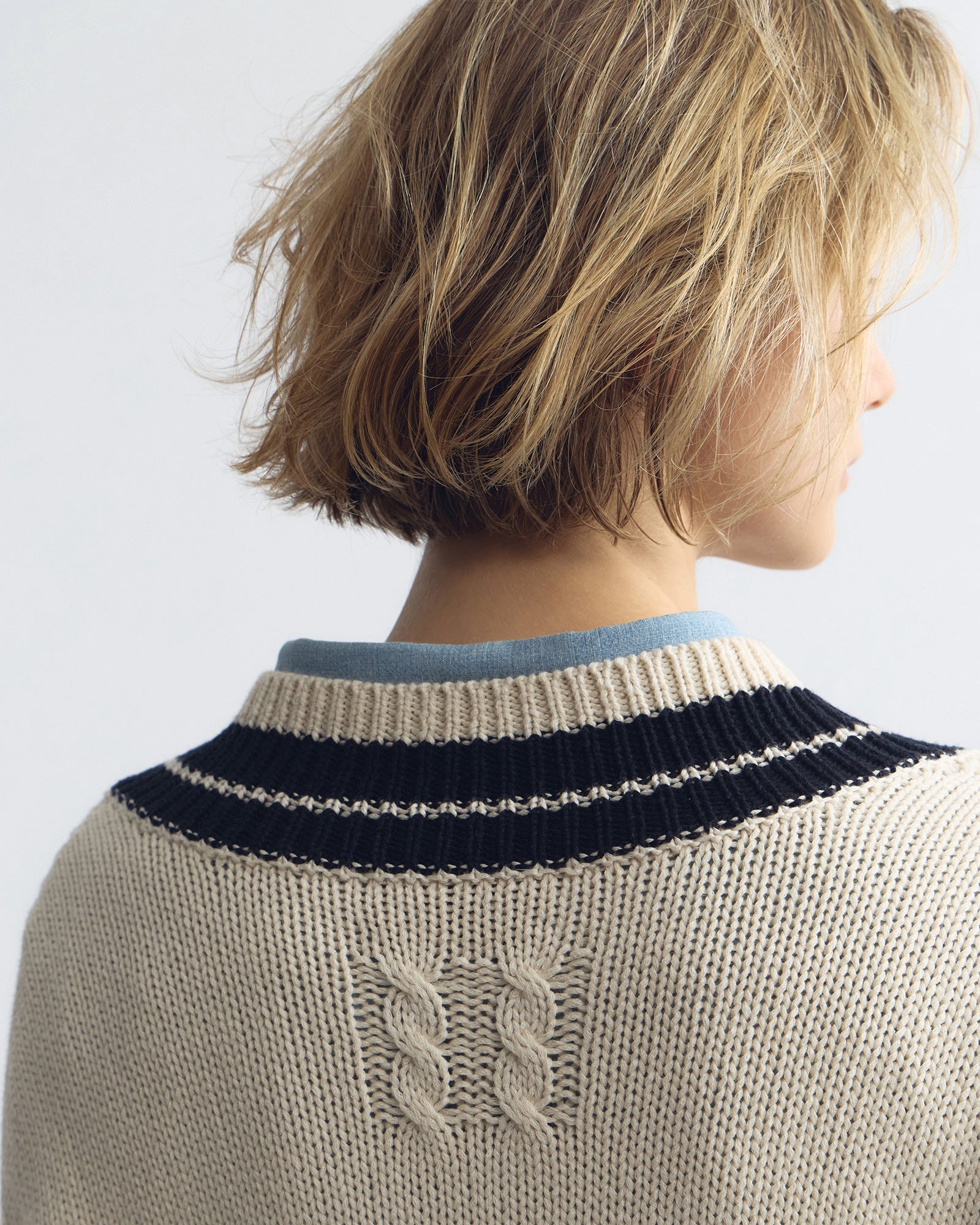 Suneel Sweater - Ecru / Dark Navy