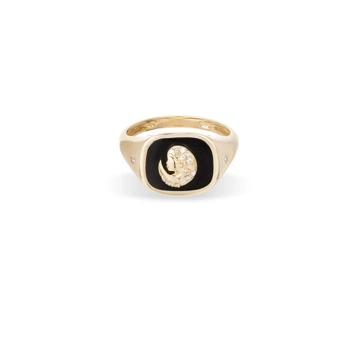 Zodiac Ceramic + Diamond Signet Ring - Y14 (By Special Order)