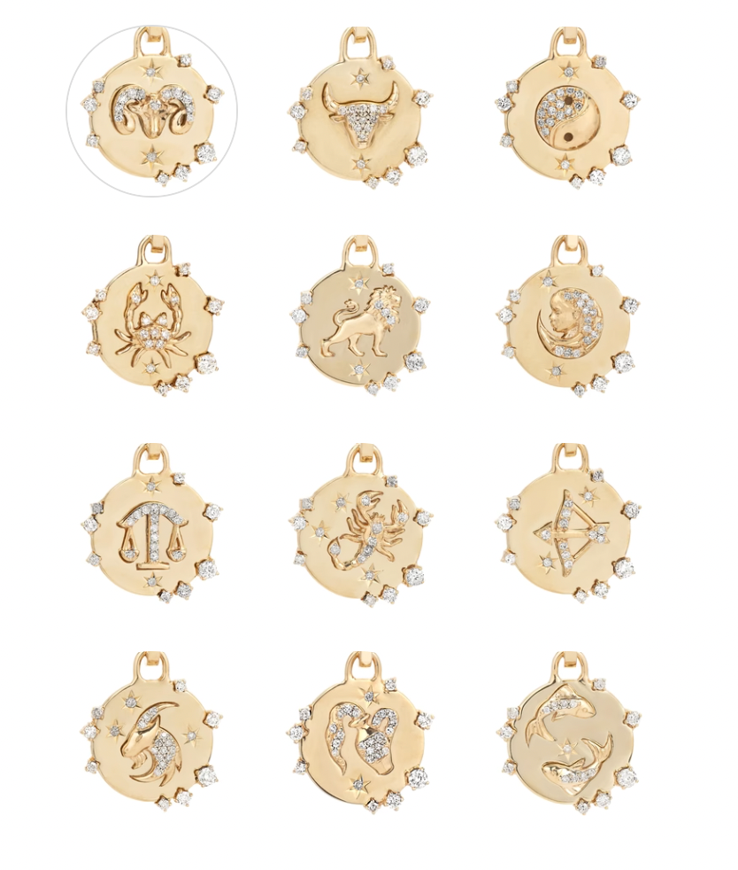 Zodiac Diamond Hinged Charm - 14K Gold (By Special Order)