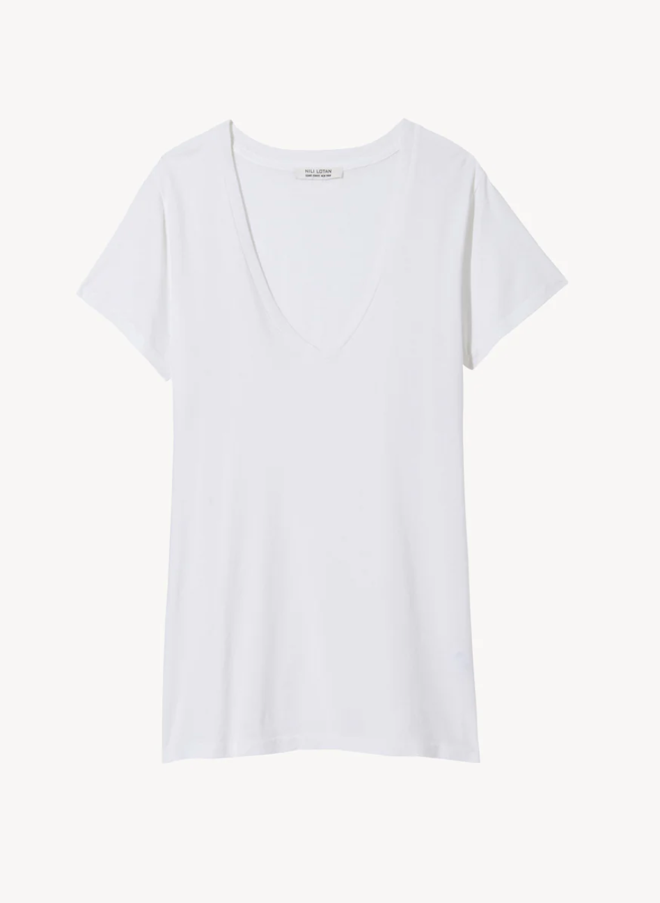 Carol V-Neck Tee Shirt - White
