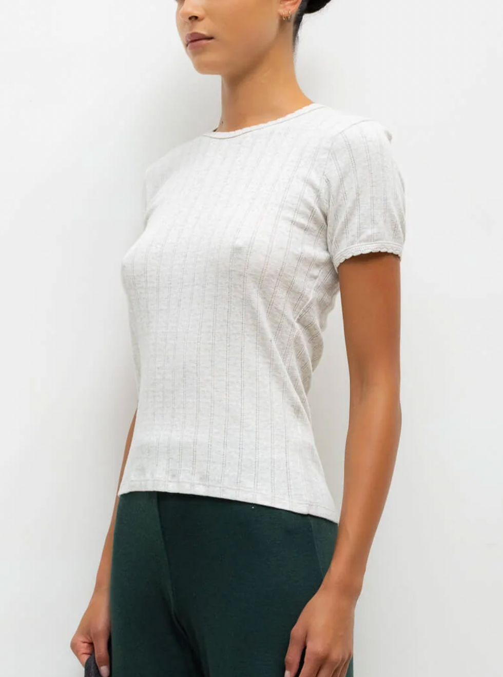 Pointelle Slim Fit Tee - White