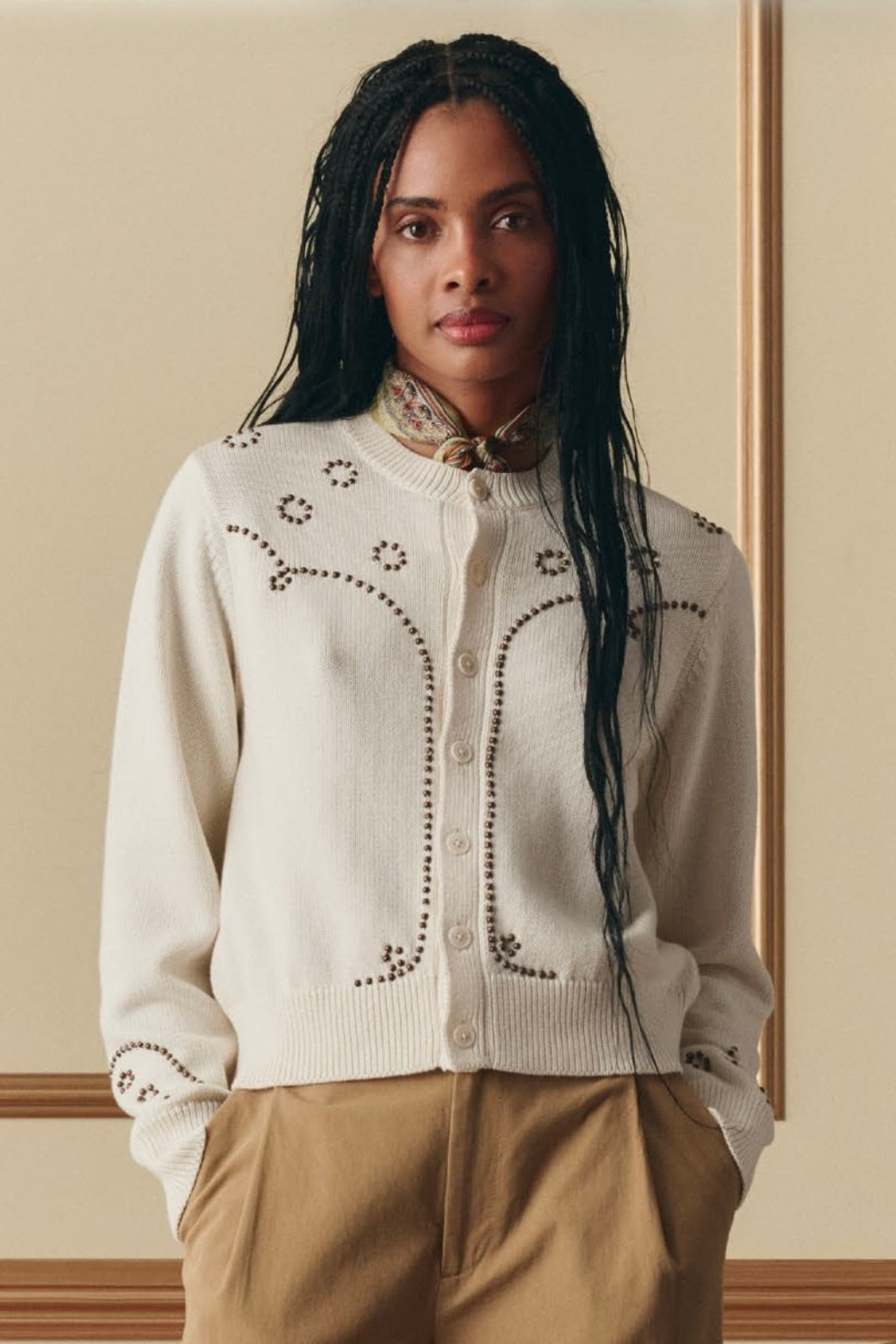 The Studded Cardigan - Natural